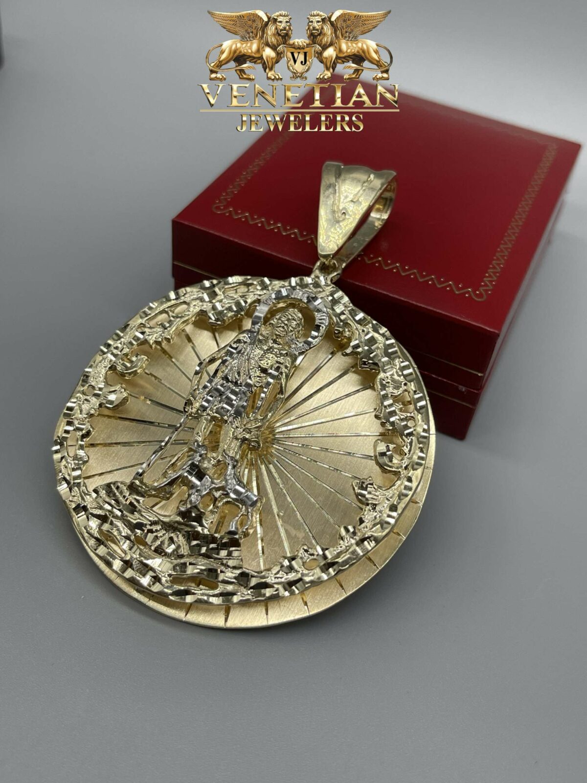 10KT Gold Saint Lazarus Pendant VJ Diamond Sanford Orlando