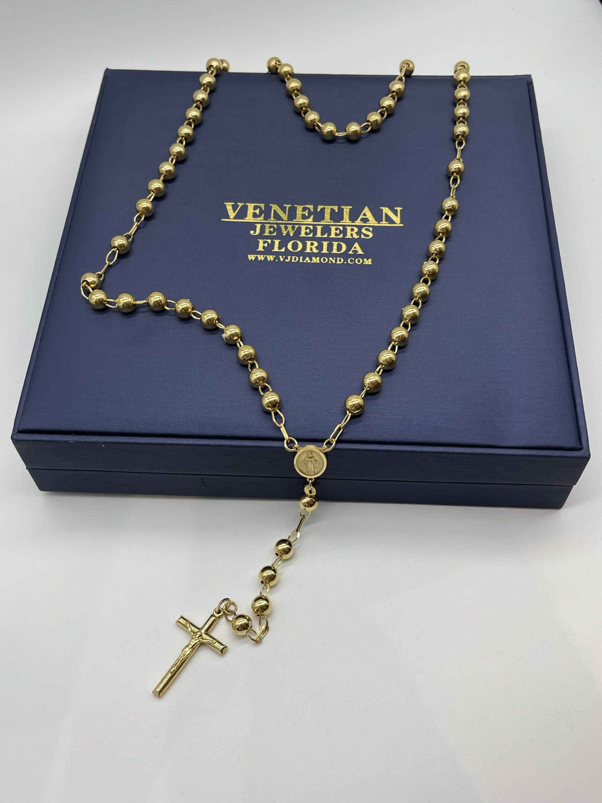 10KT Gold 28” Rosary Necklace VJ Diamond Sanford Orlando