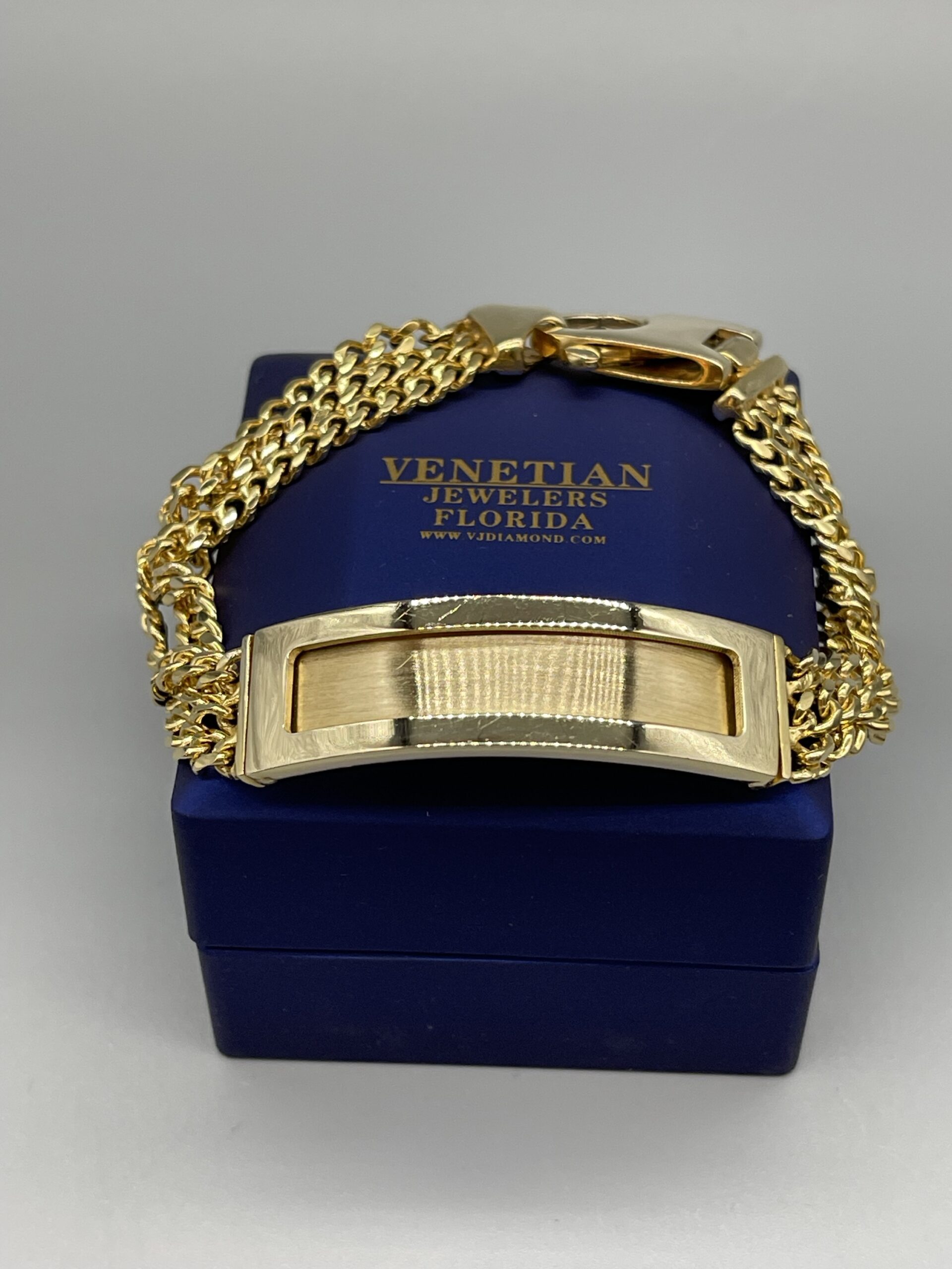 10KT Gold Mens ID Bracelet VJ Diamond Sanford Orlando