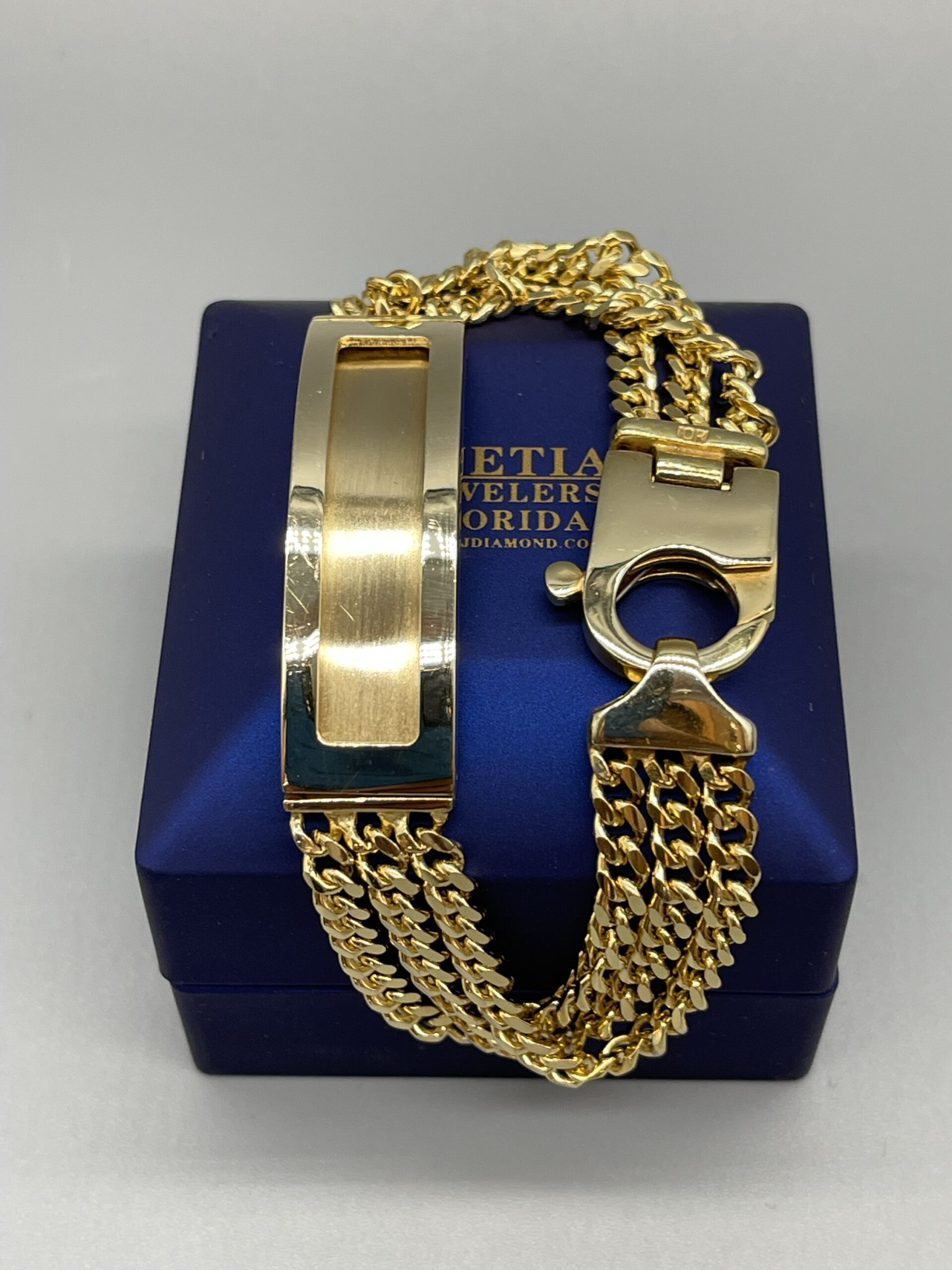 10KT Gold Mens ID Bracelet VJ Diamond Sanford Orlando