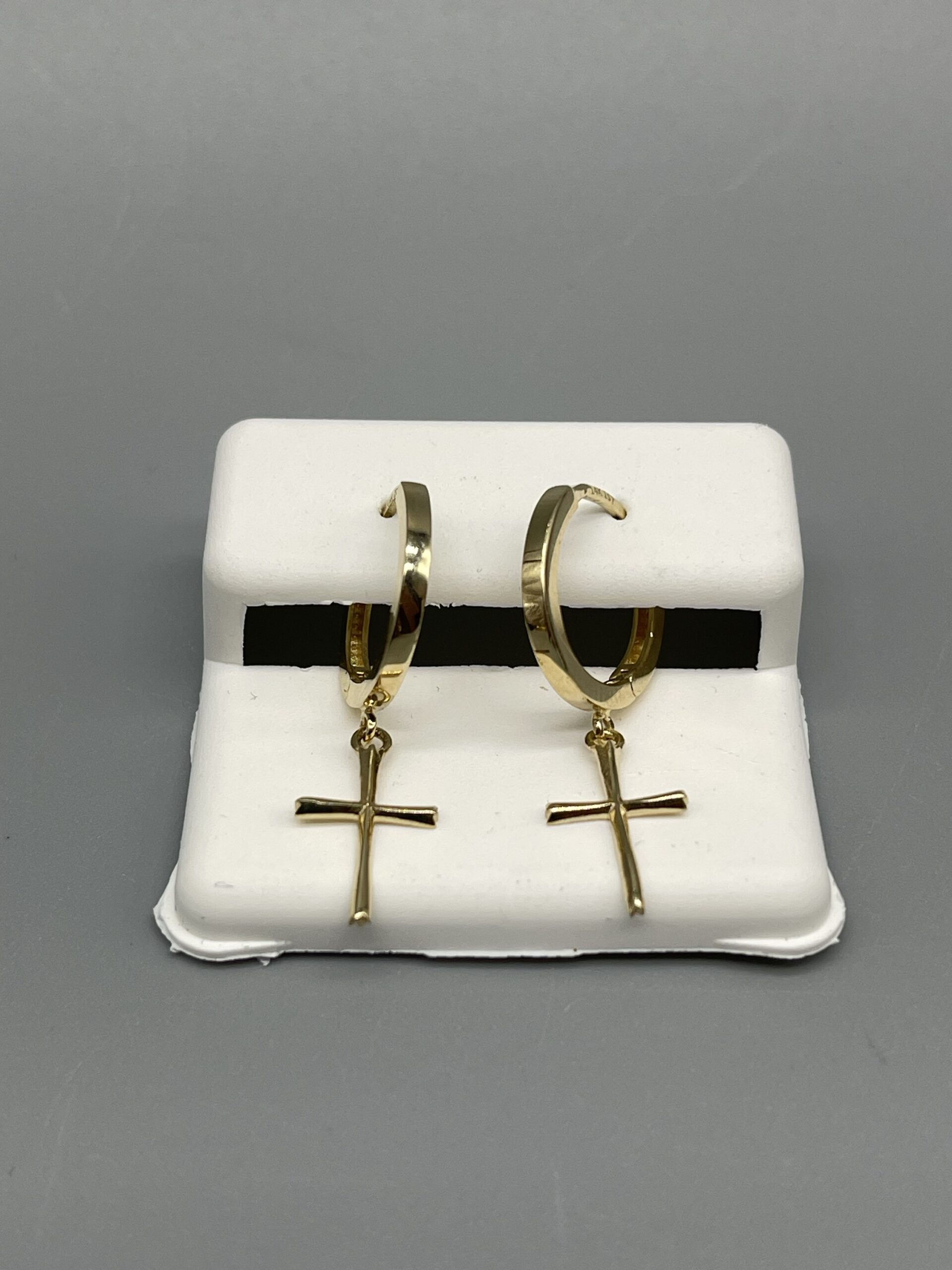 14KT Gold Cross Hoop Earrings VJ Diamond Sanford Orlando