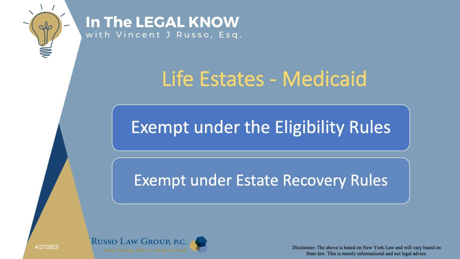 Life Estates Helpful or Problematic? (Part 3 Medicaid) Russo Law Group