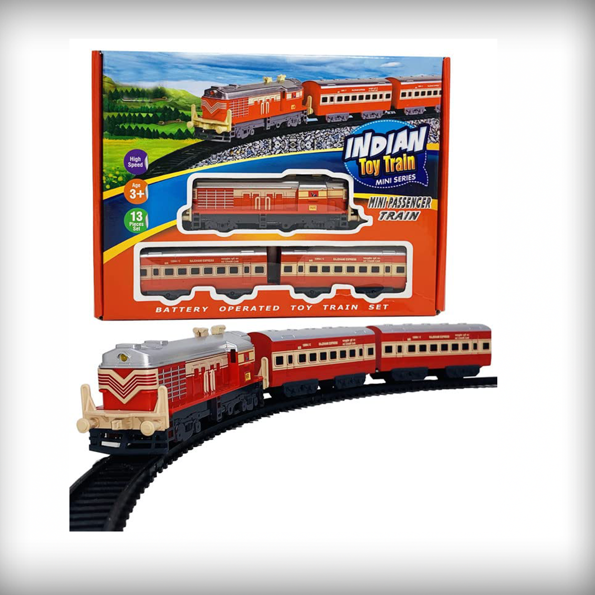 Miniature Indian Toy Train Track Set with Battery Operated Train Engine