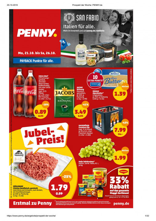 Penny Prospekt Angebote ab 21.10.2019 bis 26.10.2019 Seite 1