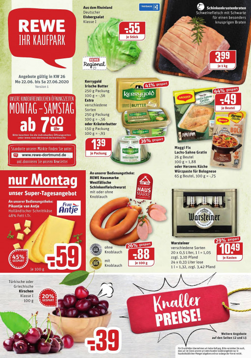 Rewe Prospekt Angebote ab 22.06.2020 bis 27.06.2020 Seite 1
