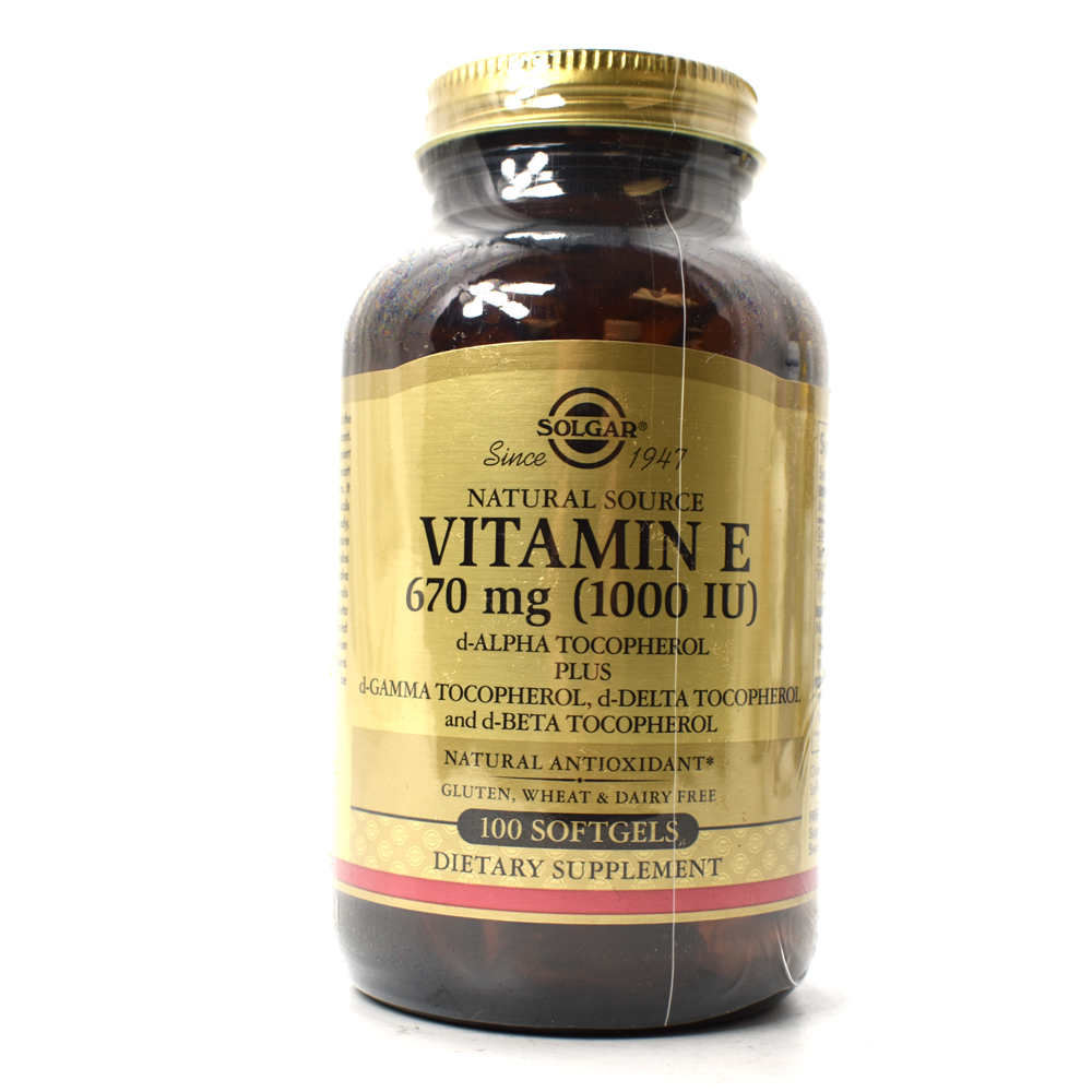Solgar Vitamin E dAlpha Tocopherol 1000 IU 100 Softgels 490940208176