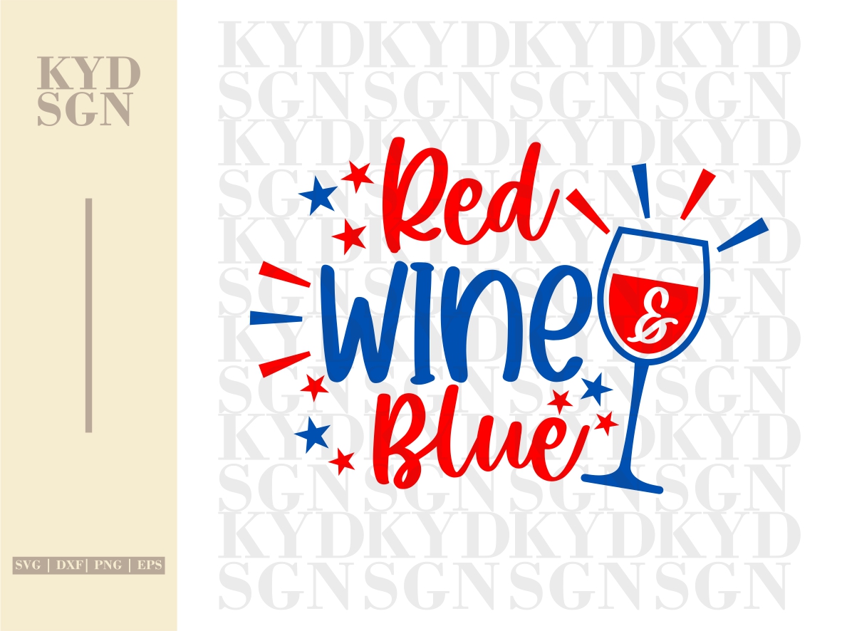 Red Wine and Blue SVG File Cricut Vectorency