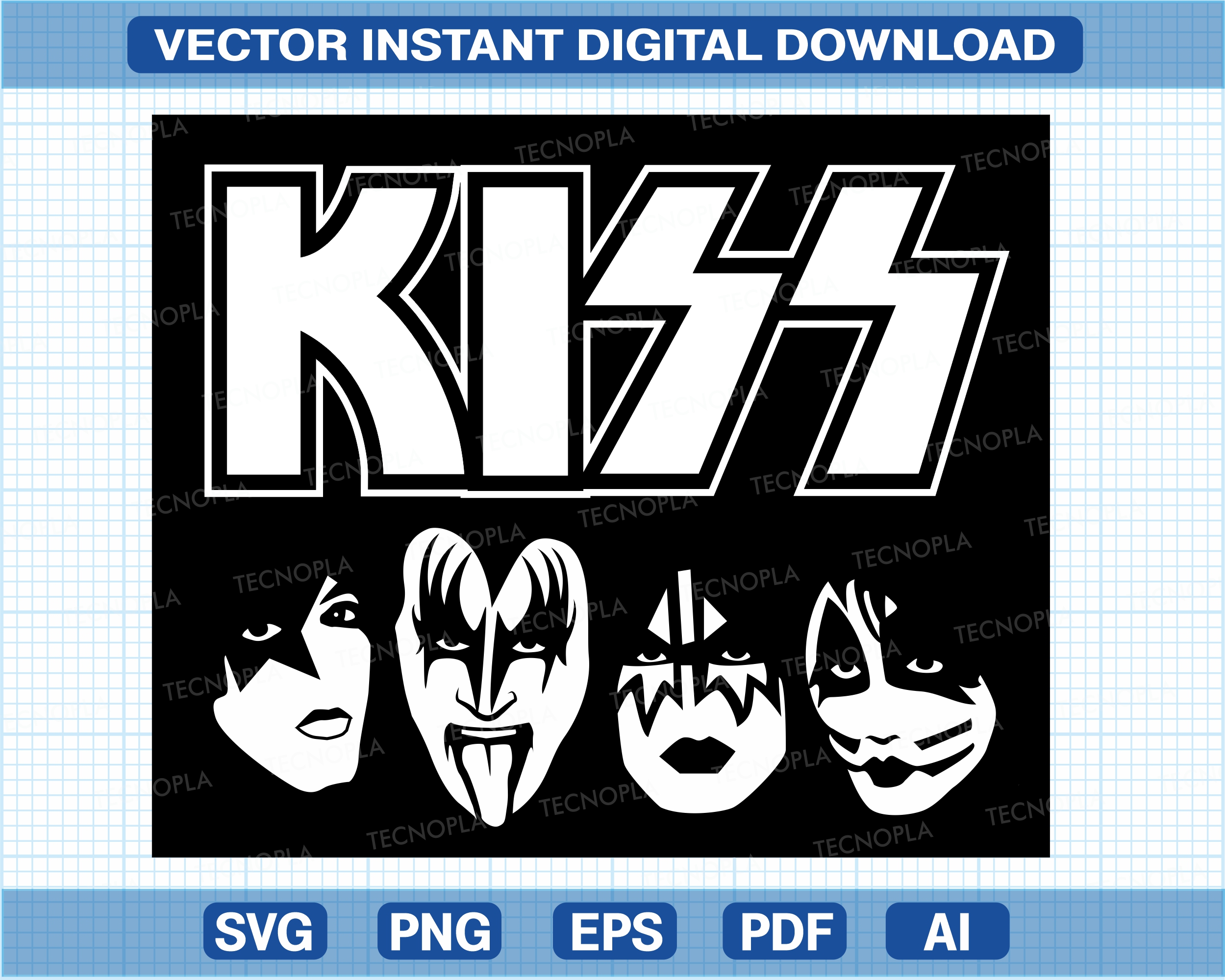 Kiss band faces logo vectorized, vector, svg, png, eps, pdf, ai Cut