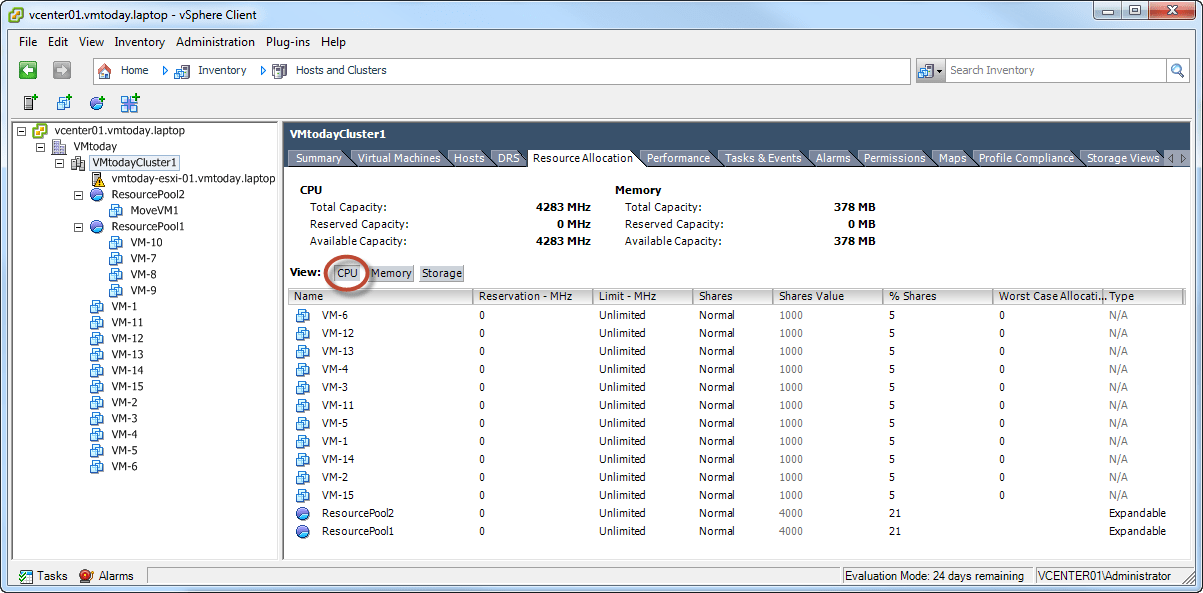 VMware vSphere Resource Pools Resource Allocation Revisited