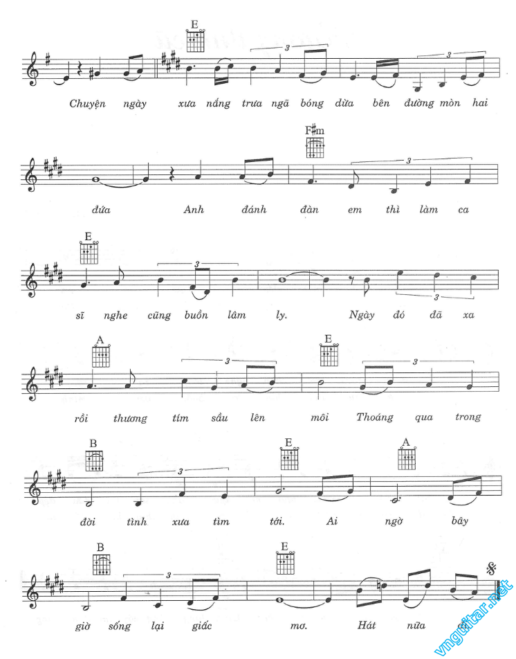 Hợp âm, nốt và lời Hát nữa đi em Thanh Sơn & Phố Thu Sheet nhạc