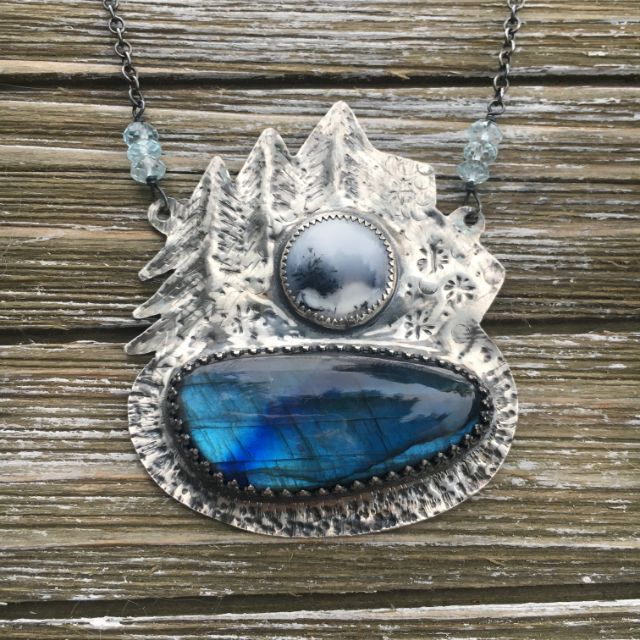 Winter Wonderland Dendrite Opal Blue Labradorite Handmade