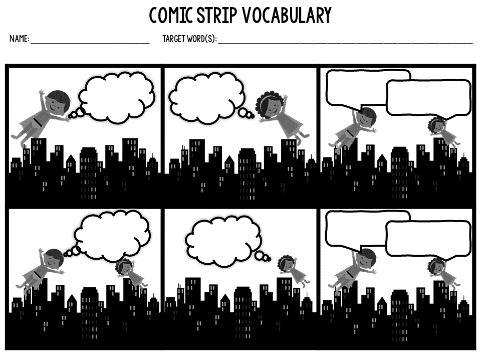Comic Strip Vocabulary Activity Vocabulary Luau