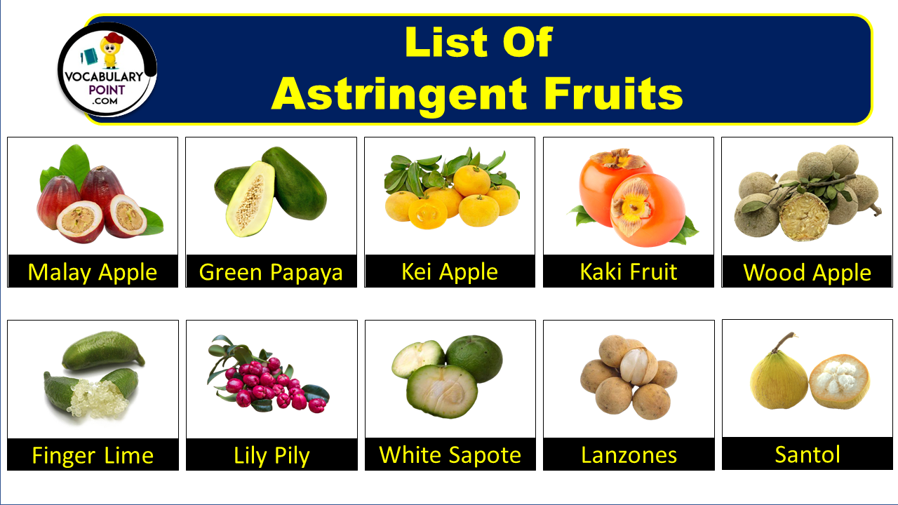40+ List of Astringent Fruits & Vegetables Vocabulary Point