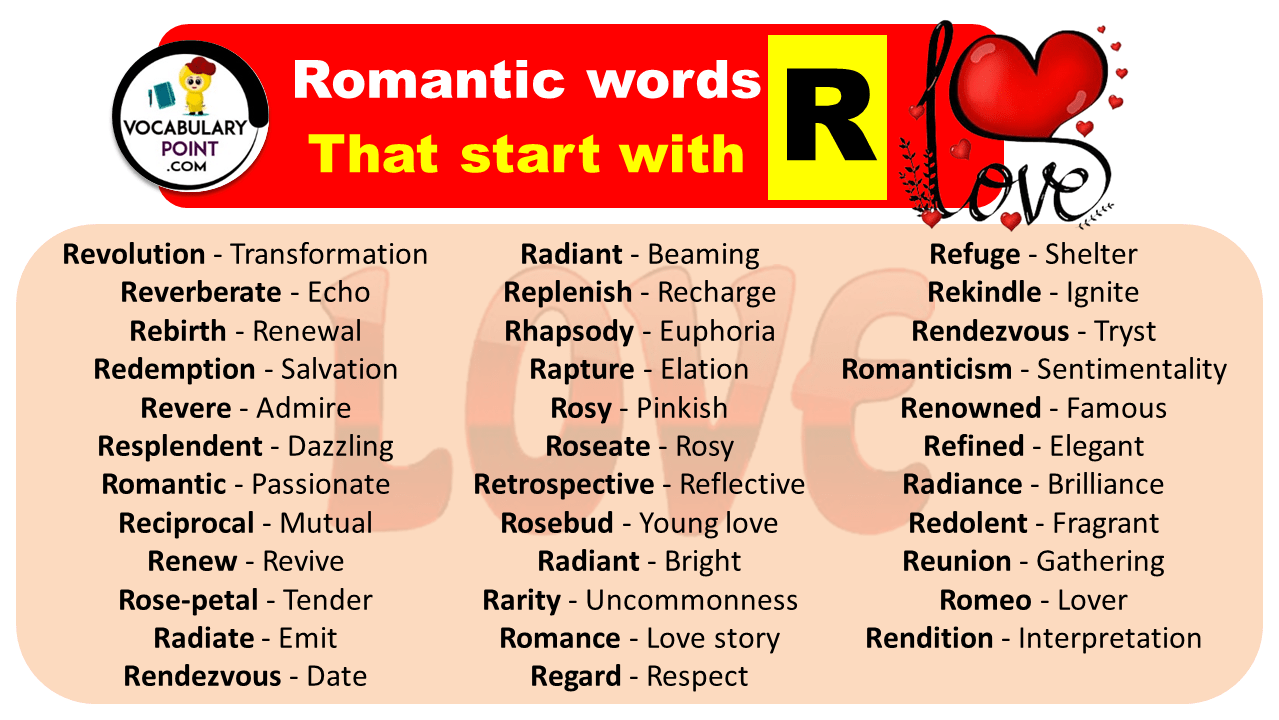 Romantic Words That Start With R (Love Words with R) Vocabulary Point