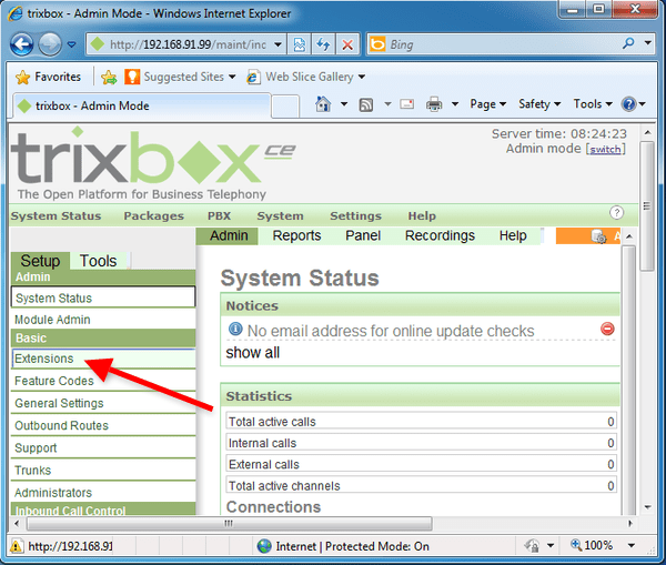 Trixbox pbx setup