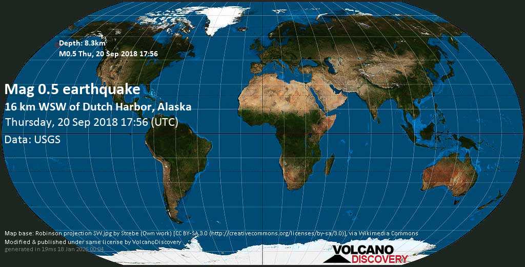 Quake Info Minor Mag. 0.6 Earthquake 16km WSW of Dutch Harbor
