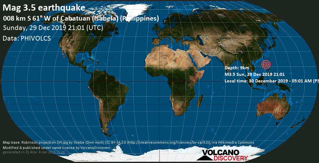 Quake Info Light Mag. 3.5 Earthquake 4.4 km North of San Mateo, Province of Isabela, Cagayan