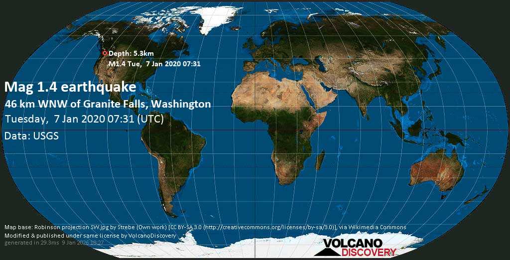 Quake info Minor mag. 1.5 earthquake 47km WNW of Granite Falls