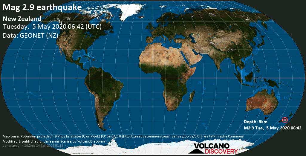 Quake info Light mag. 2.9 earthquake Selwyn District, 18 km