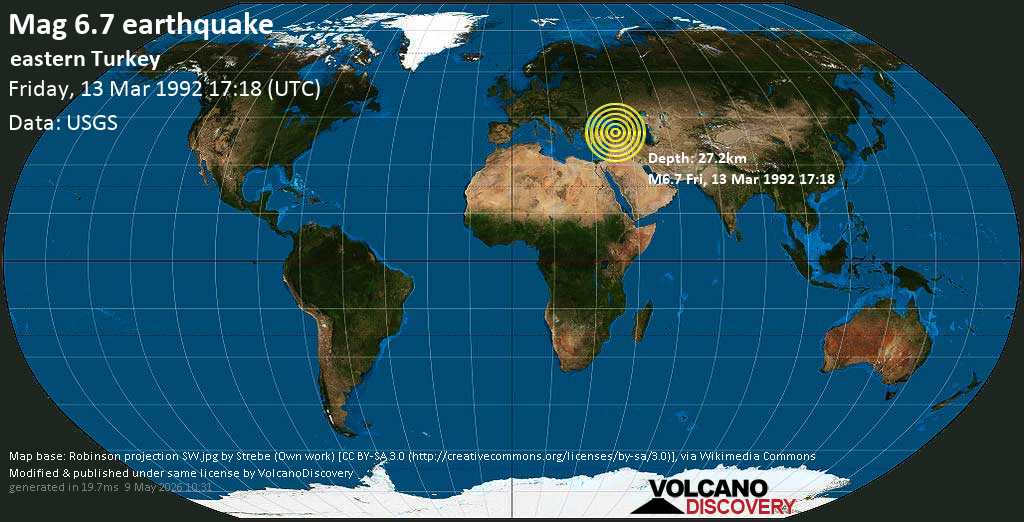 Quake info Very strong mag. 6.7 earthquake 10.3 km east of Erzincan