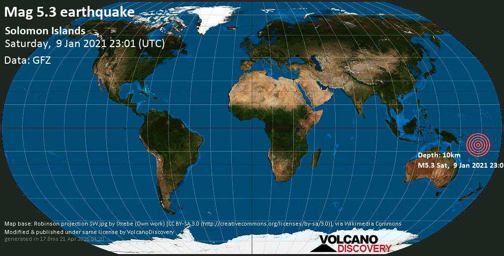 Quake Info Strong Mag. 5.3 Earthquake Santa Ana Island, 68 km