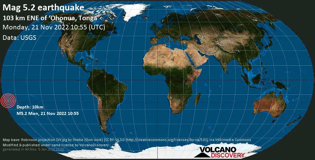Quake Info Moderate Mag. 4.9 Earthquake South Pacific Ocean, 170 km