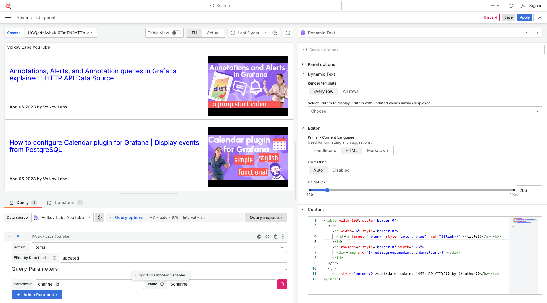URL parameters, variables, and Grafana compatibility updates in Business News 2.4.0 Volkov Labs