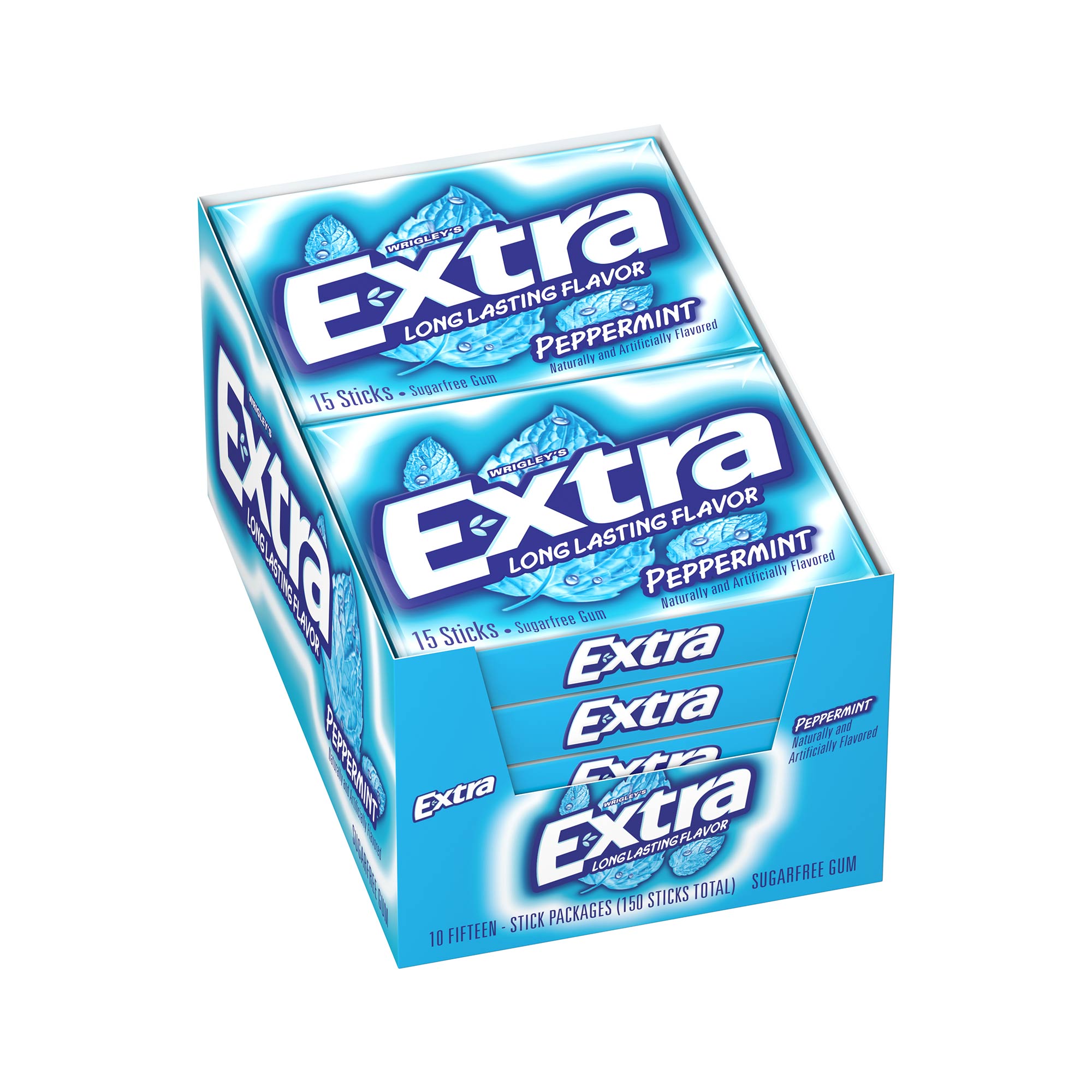 Extra Peppermint Gum, Sugar Free 10 15 Sticks Packages [150 Sticks