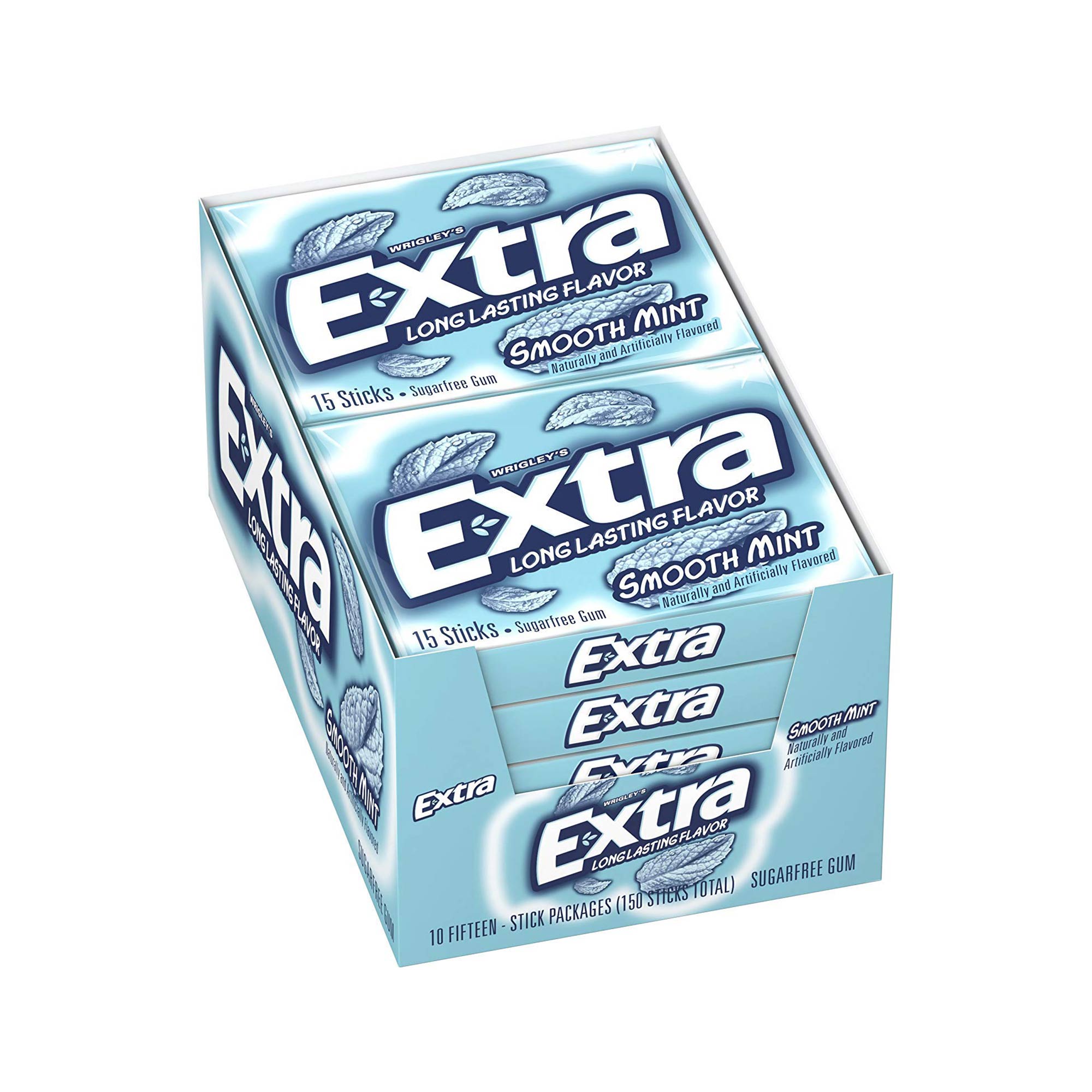 Extra Smooth Mint Gum, Sugar Free 10 15 Sticks Packages [150 Sticks