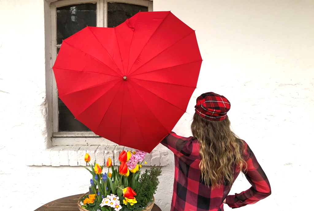 Regenschirm Sonnenschirm Hochzeitsschirm Herz rot Mit Regenschutz