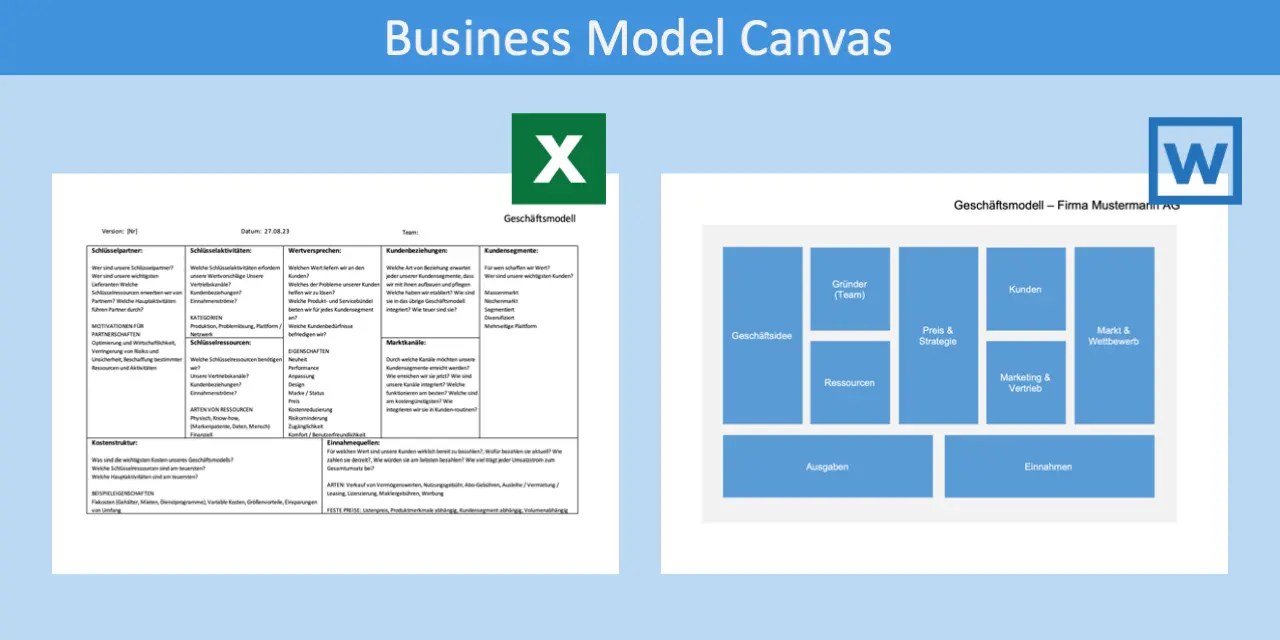 Business Model Canvas Vorlage für Word & Excel kostenlos