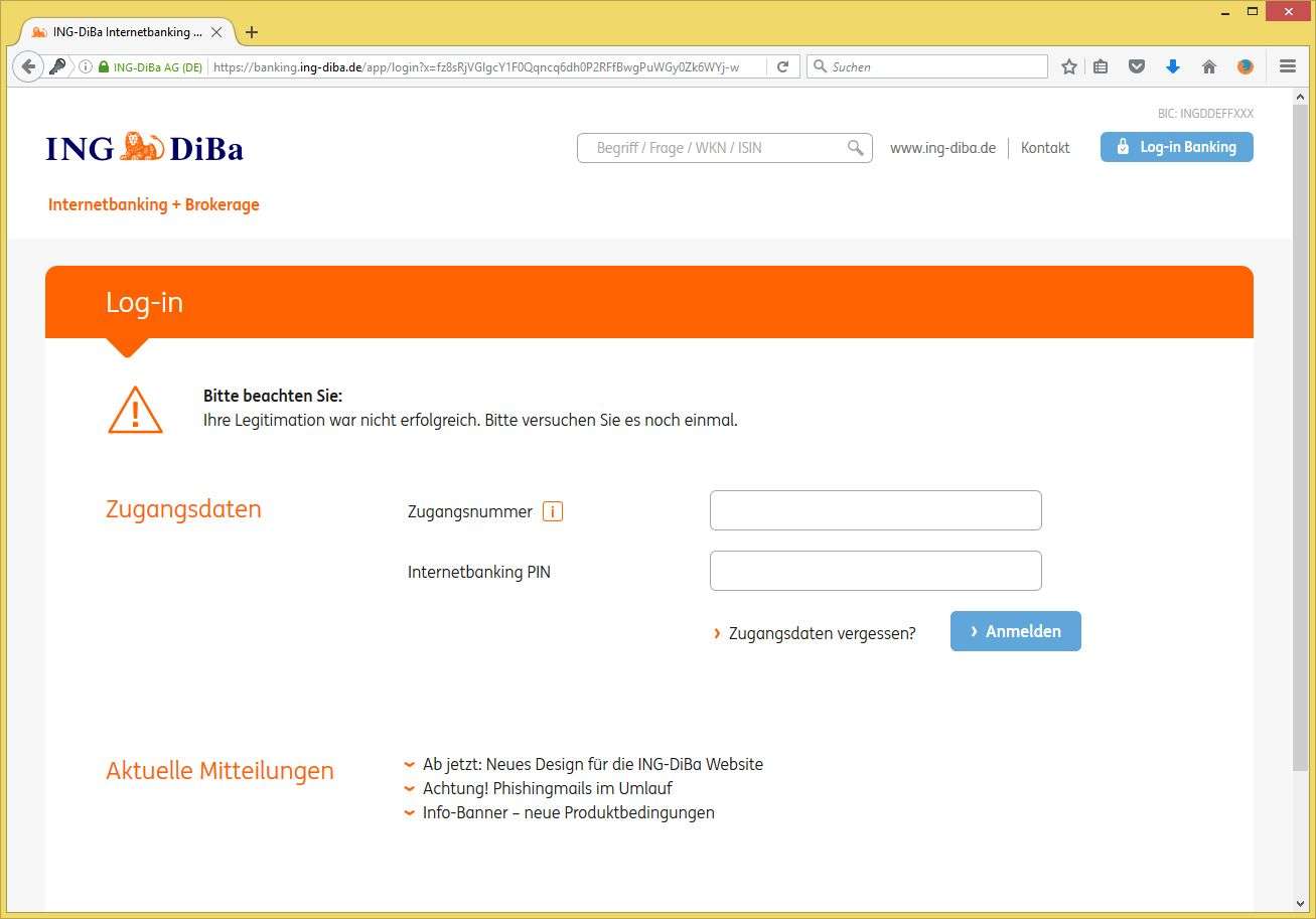 Informationen zu Ihrem DiBaKonto von INGDiBa AG Vorsicht EMail