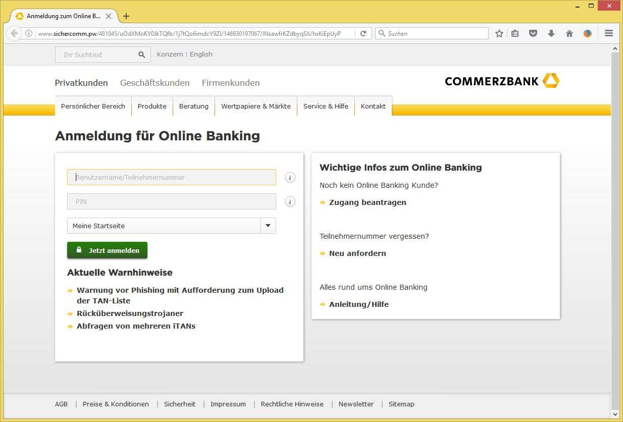 Information zu Ihrem Kundenkonto von Commerzbank