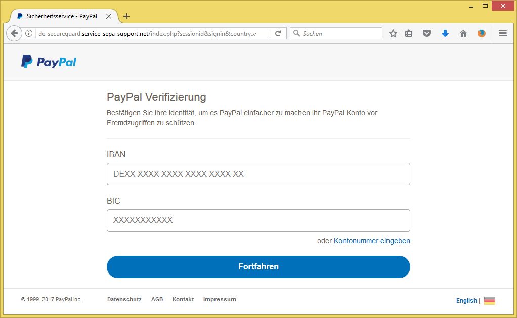 SEPA Überweisung SEPA Zahlung PayPal DE