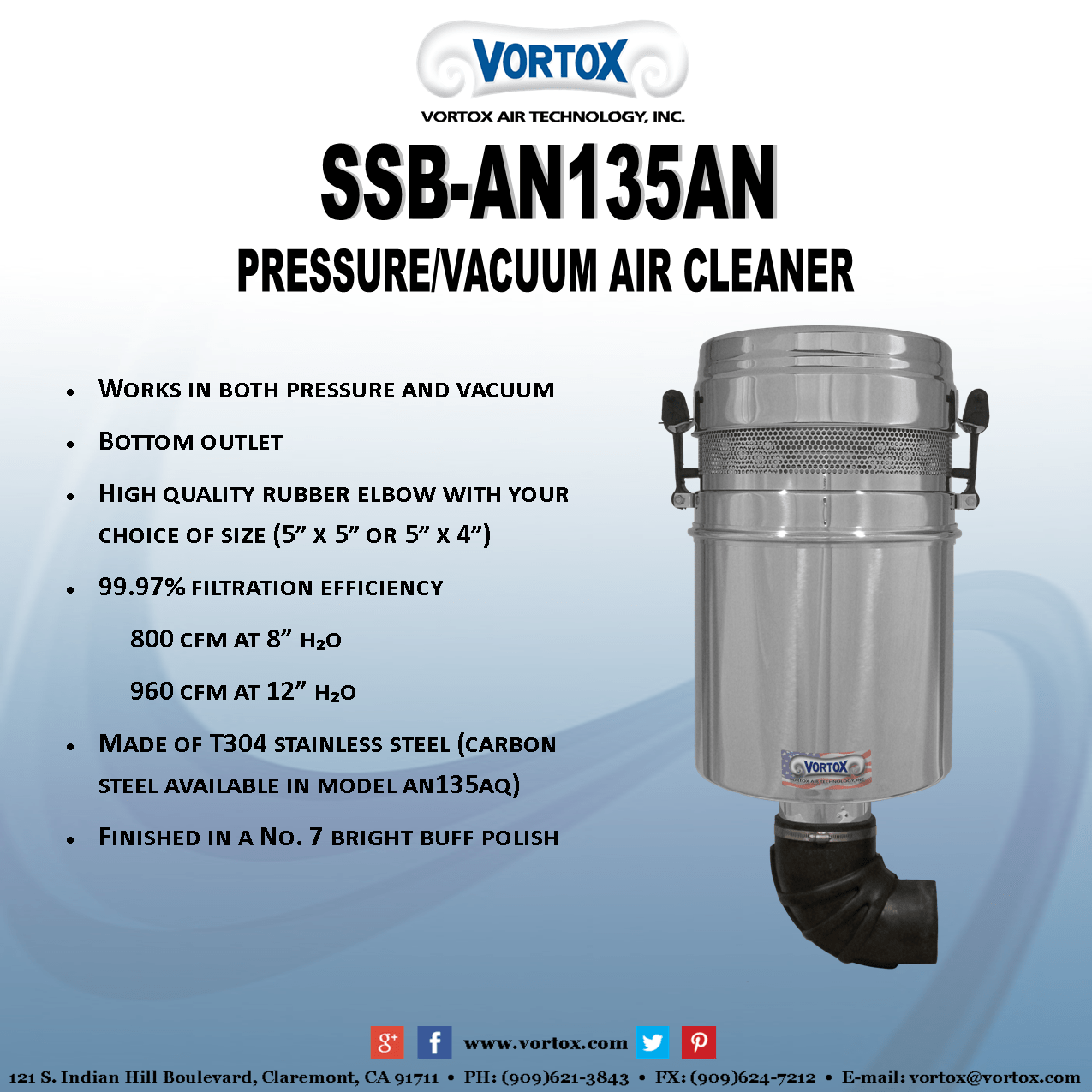Vortox Truck Blower Air Cleaners SSBAN135AN