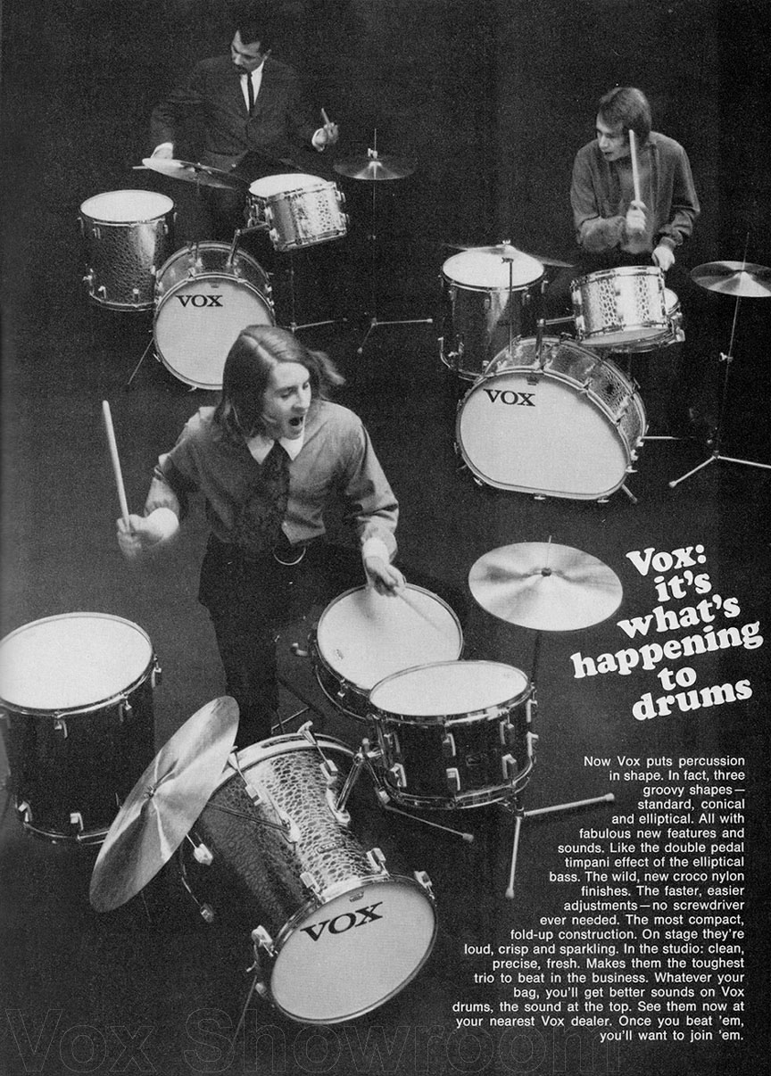 The VOX Showroom Vox 1967 Product Advertsiement Vox (Trixon) Drums