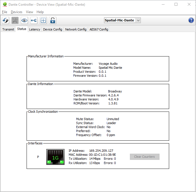 Setting up Spatial Mic Dante Using Dante Controller Voyage Audio