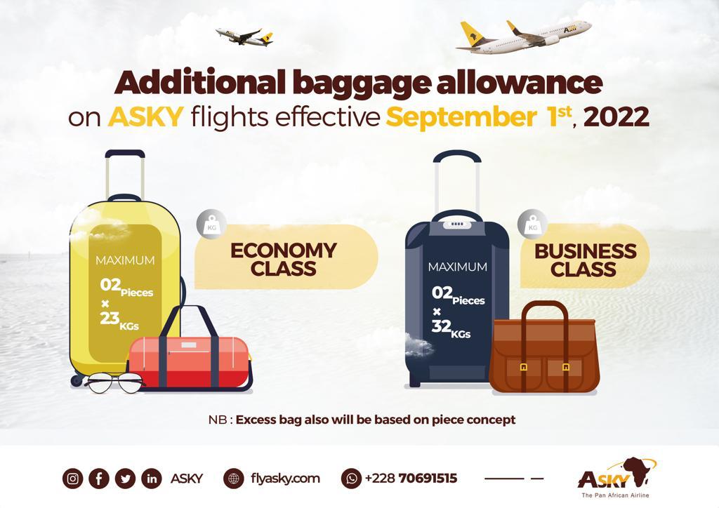 Asky Airlines ups baggage allowances from Sept.1