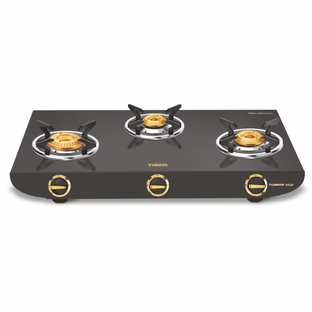 Vidiem Tusker Gold Glasstop Gas Stove (Tusker Gold 3 Burner) VPP Bazzar