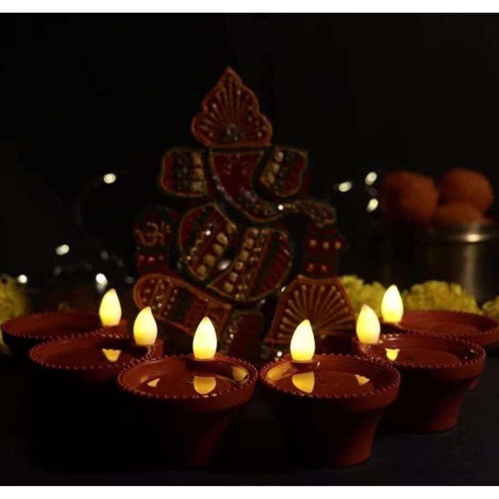 Smokeless Water Floating Sensor Lamp Agal Vilakku Design 6pcs set