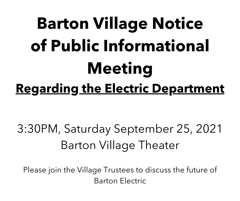 Barton Village Electric Dept. Informational Meeting VPPSA