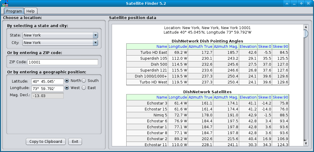 Satellite Finder Home Page
