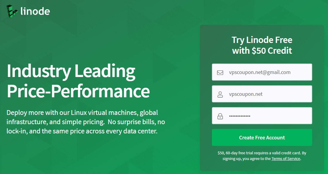 Get 50 Credit For New Accounts On Linode VPS Coupon