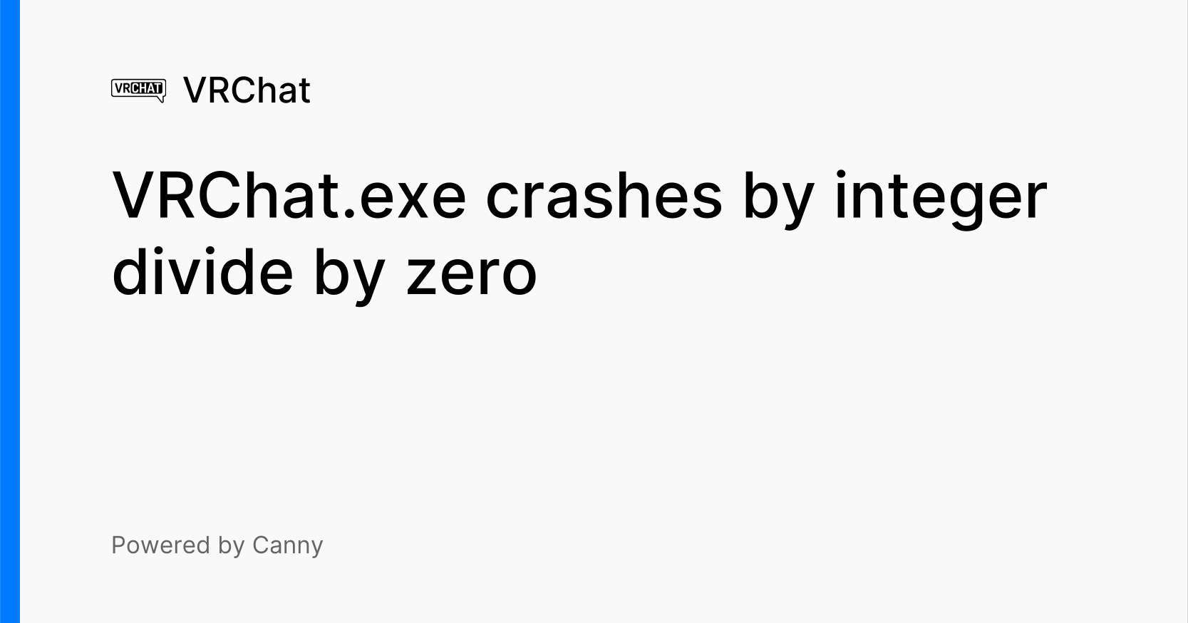 VRChat.exe crashes by integer divide by zero Voters VRChat