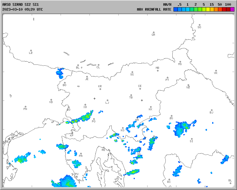 Vremenska napoved za 10.03.2023 ob 1200 Vreme Slovenija