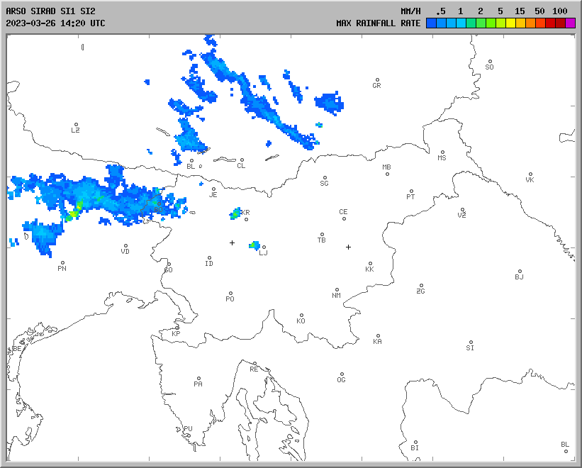 Vremenska napoved za 26.03.2023 ob 1800 Vreme Slovenija