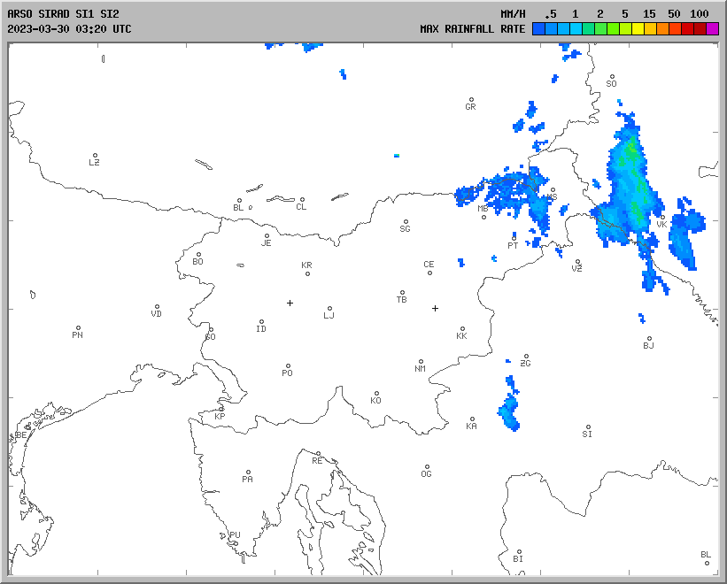 Vremenska napoved za 30.03.2023 ob 0700 Vreme Slovenija