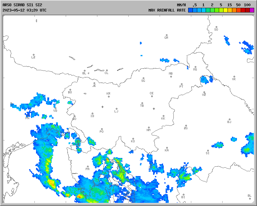 Vremenska napoved za 12.05.2023 ob 0700 Vreme Slovenija