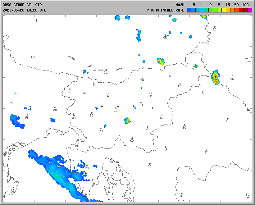 Vremenska napoved za 20.05.2023 ob 1800 Vreme Slovenija
