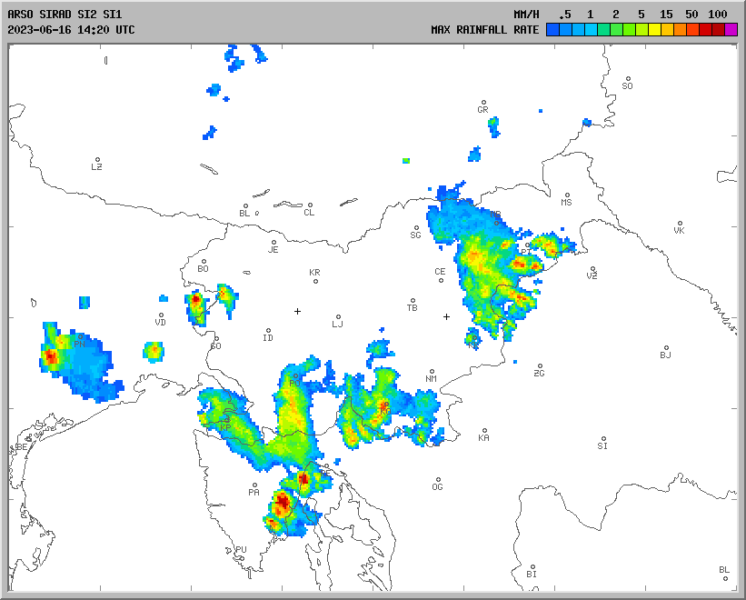 Vremenska napoved za 16.06.2023 ob 1800 Vreme Slovenija